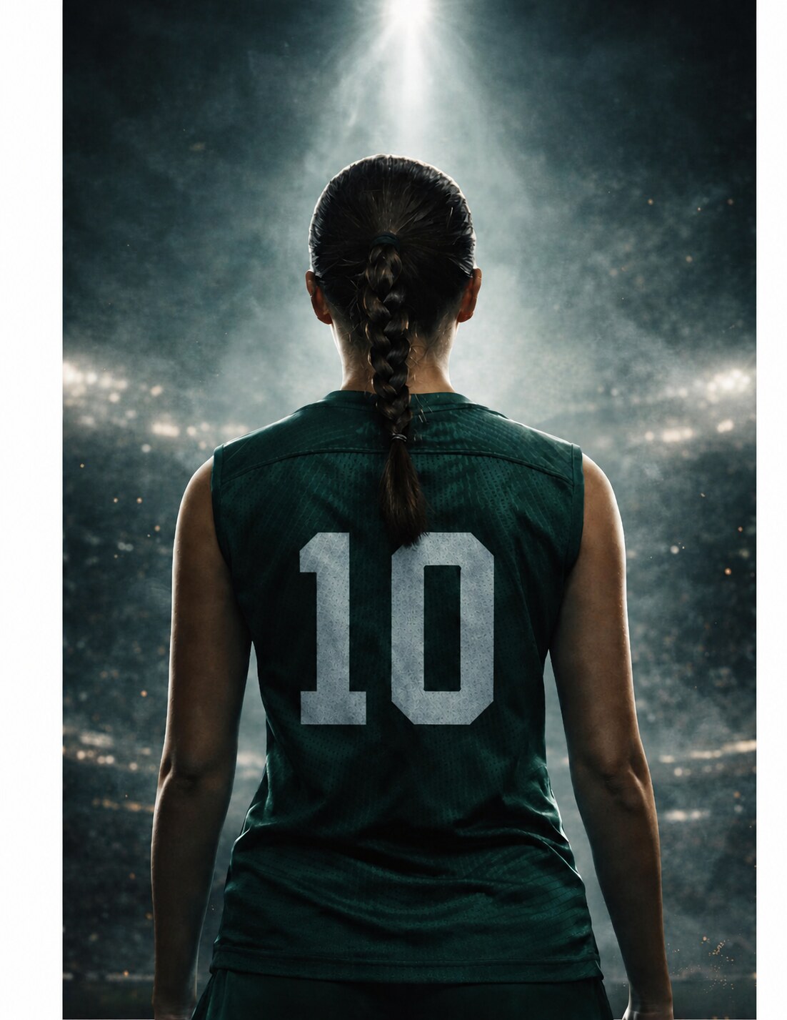 Rylee Reuck facing the stadium in her number 10 jersey